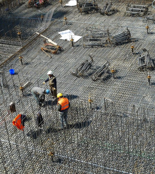 construction site, construction workers, building